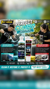 1st Gear Acid rain Remover & Headlight Restorer with microfiber -Restore and revive Duo