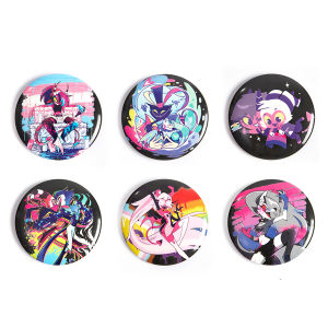 58mm Anime Helluva Boss Sallie May Ozzie Verosika Loona Fizz Cosplay COSTUME Badge Pin SPTE Tinplate Brooch﻿ Prop Xmas Gilf