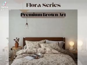 🇲🇾 Ready Stock (Same Day Delivery) PREMIUM BROWN ART 1400TC 40CM Brushed Pure Cotton Bedsheets Set Flora Series