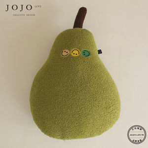 Adorable Large Pear Plush Pillow Sofa Cushion JOJOS L PD.Clouds Soft Teddy Velvet Material Cartoon Style Living Room Decor