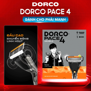 DORCO PACE 4 - Combo 2 Hộp Dao Cạo Râu Hàn Quốc 4 Lưỡi - Gồm 2 Cán và 18 Đầu Cạo