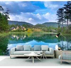 BIG SIZE Wallpaper Custom Motif Pemandangan -Wallpaper dinding termurah pemandangan danau pegunungan