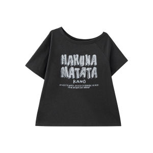 Off-shoulder Letter Print Loose T-shirt
