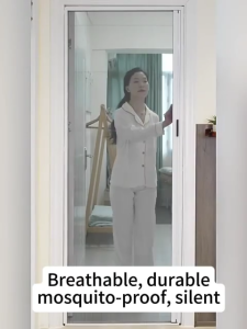 Aluminum Alloy Screen Door Anti Mosquito Folding Screening Door Punch-Free Self-Adhesive Sliding Sliding folding screen door Anti mosquito insect invisible screen door