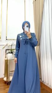 Lucia Dress BUSUI Bahan Ceruty Babydoll Brokat LD 110 Dress Wanita Terbaru 2024 Gamis Kondangan Model Korean Style Dress Lebaran Gaun Pesta Muslim Ootd Hijab Style Remaja Selebgram Pakaian Muslim Murah Modern Kekinian