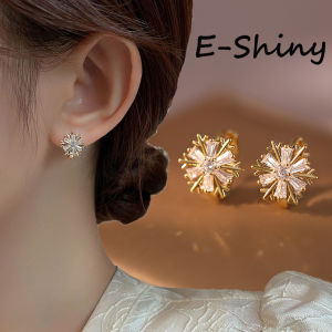 เครื่องประดับต่างหูห่วง เป็นที่นิยมใหม่ 2023 ผู้หญิง เกล็ดหิมะ เพทาย ที่สวยงาม เครื่องประดับใหม่