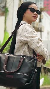 HONYAN Luna Tas Kerja Wanita Tas Kantor Laptop Kekinian Totebag Resleting Kulit Sintetis Import