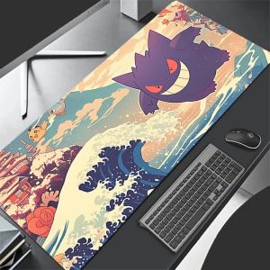 Bandai | New Mouse Pad Larger XXL 900x400 Speed Pc Computer Keyboard Pad P-pokemonS HD G-gengar Desk Mat Gaming Accessories Home Mousepad