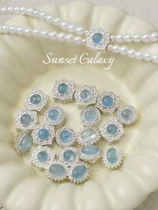 Silver Plated Sea Turquoise Pendant Loose Beads Handmade DIY Spacer Accessories for Bracelet Necklace Earring Jewelry