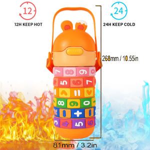 316 Stainless Steel vacuum flask with Straw and Shoulder Strap Digital Game Puzzle keep Hot Cold Water Bottle Outdoor travel cup