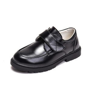 Childrens Black Lether Shoes for Ages 3-15 Anti-Slip Breathable Soft Sole Perfect for School Outdoor Daily Weddings.