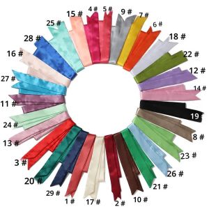 2025ผู้หญิงแคบยาวผ้าพันคอ100X4ซม.สีชีฟองผ้าไหมผ้าพันคอยางสีแดงTieสีดํากระเป๋าริบบิ้นHeadbands choker Streamer