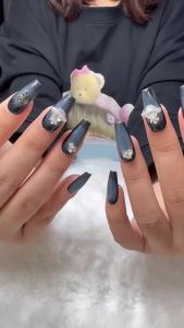 100% HANDMADE Artificial Nails Queen Mother Crosby Cross Nail R Metal Heavy Nail Phototpy Fake Nail Press on Nail Reusable And Removable With Free Glue