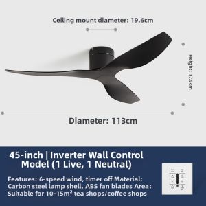 High-Power Retro Ceiling Fan for Quiet Operation No Light