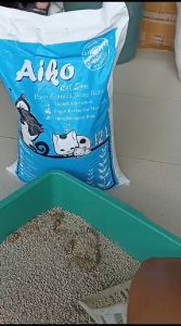 12 Liter Pasir Kucing Gumpal Wangi AIKO CAT SAND ANTI BAKTERI-Free Kalung Kucing Lucu