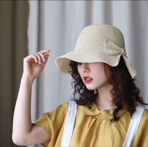 NÓN CÓI MỀM ĐI BIỂN ĐÍNH NƠ KHOÉT ĐUÔI VÀNH RỘNG PHONG CÁCH SANG TRỌNG - SMICE HOUSE