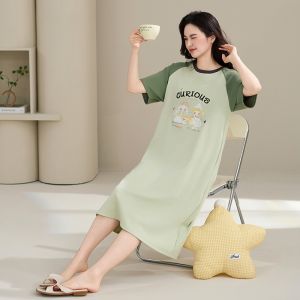 Miiow | Catwoman Summer Pure Cotton Sleep Dress Womens Lightweight Breathable Comfortable Outdoor Wear Home Clothes Cartoon Pattern