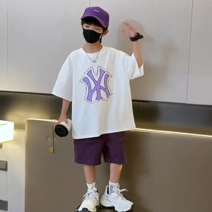 BEEJOY 2Pcs Boys T-Shirt Shorts Pants Children Korean Style Top Shirt Clothes Cotton Baju Budak Lelaki Baju Raya Seluar