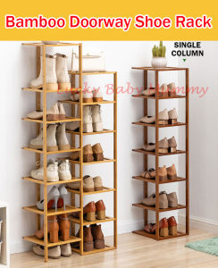 【Bamboo Doorway Shoe Rack】Minimalist Wooden Shoe Shelf/ 6/7/8 Tier Shoe Rack / Fireheart