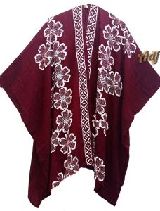 OUTFIT OUTER SIMPLE MAROON KEMBANG TELON ONE SET BATIK WANITA