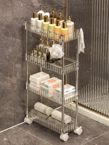 Bathroom Kitchen Living Room Storage Rack 9/15cm35 Long Gap Shelf Mobile Bathroom Small Cart Plastic Drainable Multi-layer Shelf