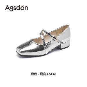 Silver Mary Jane Womens Shoes Comfortable French Style Soft Bottom Thick Heel High-End Sensation Single Shoes for Summer