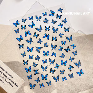 Blue Butterfly Nail Art Stickers Dreamy Fairy Advanced Pure Desire Net Red Nail Decoration Nail Patch Accessories