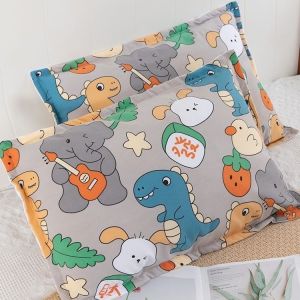 Zippered Washable Childrens Pillowcase 40x60 Single Person Cotton Fabric Durable Zipper Closure Student Common Use Cartoon Design