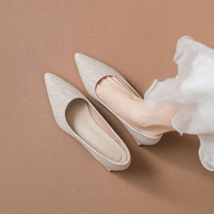 Elegant Pointed Toe mid Heel Fashionable Womens Shoes Spring Autumn Must Have High Quality Ultra Thin Fiber Interior Lined Slip on