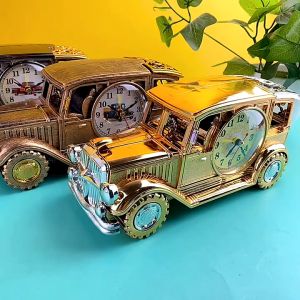 Đồng hồ báo thức để bàn đồng hồ mô hình ô tô độc đáo phong cách cổ điển sang trọng có ống đựng bút siêu tiện dụng