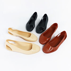 Sandal Selop Jelly Slip-On Shiena Shiny Woman Shoes Fashion Kuliah Cewek Korea Low Heel PVC SPT-91