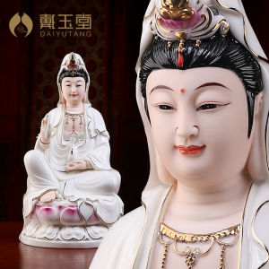 Chinese Ceramic Guanyin Buddha Statue Dehua Porcelain Home Decorations Buddhist Altar Piece Peaceful Desktop Sculpture