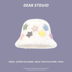 Thickened Rabbit Fur Knitted Plush Fisherman Hat Womens Autumn Winter Warm Ear Protection Versatile Face Slimming Woolen Cap