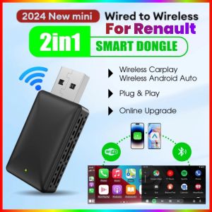 2 in 1 AI Box Mini Adapter Wired to Wireless Carplay&Android Auto Compatible with 99% of Cars Plug and Play WiFi Smart Dongle
