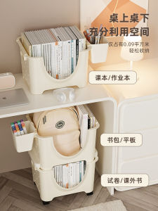 Mobile Storage Rack under Table Wheel Childrens Bedroom Living Room Bookbag Organizer Small Cart Home Use Plastic Material