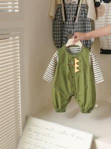 ชุดเด็กชายฤดูใบไม้ผลิและฤดูใบไม้ร่วง เสื้อผ้าเด็กชาย ชุดกระโปรงสั้นสุดน่ารัก แขนยาว 2 ชิ้น สำหรับเด็กเล็ก ชุดเด็ก