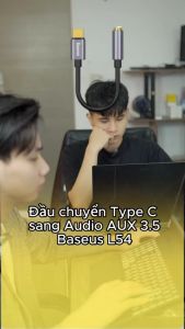 Cáp chuyển Type C sang Audio AUX 3.5mm Baseus L54 (Type-C Male to 3.5mm Female Adapter built-in DAC 24-bit/48kHz)