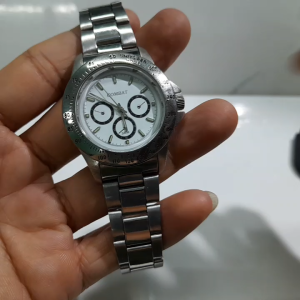 Đồng hồ đeo tay COMBAT size 39mm 3 kim dây thép mặt trắng second hand