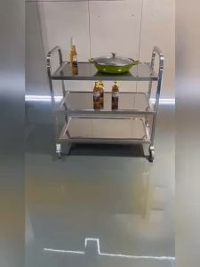 JD JINDIN Serving Cart Stainless Steel Three Layers Move Serving Cart Beverage Service Truck Kitchen Shelving Restaurant Trolley