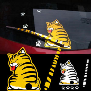 NEW Car Rear Windshield Reflective Wiper Sticker Wagging Tail Cat Sticker Car Decoration Sticker Styling Accessories