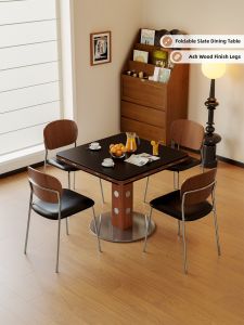 Pashaman | Full Support Home Small Apartment Luxury Extendable Slate Square Folding Dining Table