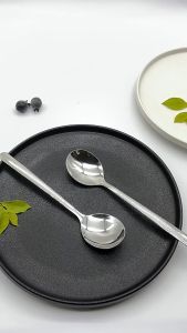 <จัดส่ง 24 ชั่วโมง>ช้อนเกาหลีลายค้อนช้อนสแตนเลสสตีล VINTLOOK ช้อนช้อนด้ามยาวร้านอาหารตะวันตกช้อนของหวานอาหารเย็นช้อนอาหารค่ำหัวกลมที่ใช้ในครัวเรือนช้อน