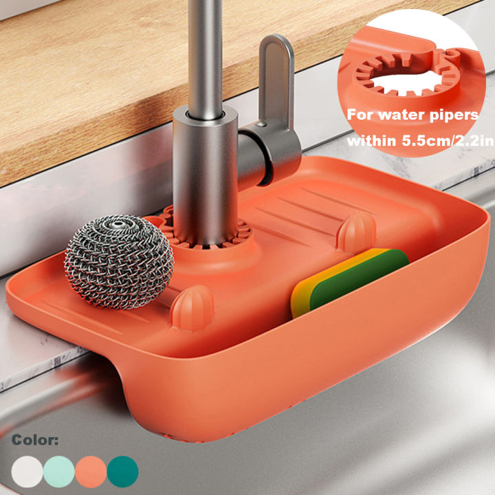 Kitchen Sink Faucet Mat SplashProof Drain Pad Splash Catcher Soap Bar Holder Water Splash Guard