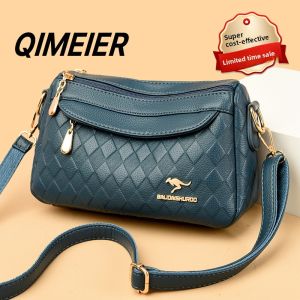 Soft Leather Womens Bag Fashionable Spring New Style Multi-layer Lady Crossbody Small Square Bag for Middle-aged And Elderly