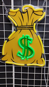 ถุงเงิน ขนาด 34 X 28 X 1.5cm ป้ายไฟนีออน หน้าร้าน ป้ายไฟตัวอักษร ตกแต่งหน้าร้าน สร้างความโดดเด่นให้ร้านคุณ