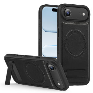 Vegan Leather With Stand Phone Case Magnetic For iPhone 17 17 Pro Max 16 13 15 12 14 11 Litchi Grain Cover Funda Shockproof