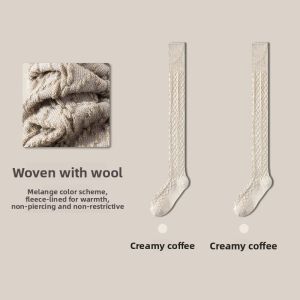 Miiow | Warm Wool Knee-high Socks For Women Thick Winter High Tube Knee Protector Slimming Long Leggings Socks Cat Person Brand