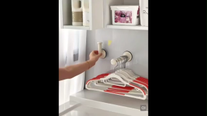 OHHDEER Penyangkut Dinding Boleh Laras Rak/ Wall Suction Telescopic Clothes Hanger Storage Rack Hook