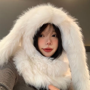 Bugs Bunny Plush Bonnet Childrens Winter Cute Thickening Warm Earflaps Cap Rabbit Ears Scarf Integrated Ushanka