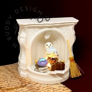 Harry Potter Miniature DIY Gift Hogwarts Living Room Lamp Scene Owl Decoration Ceramic Tabletop Sculpture Retro Nostalgic Style